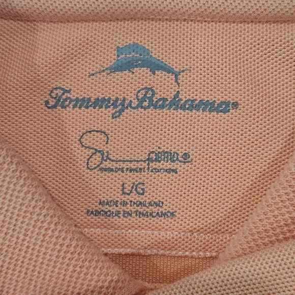 Tommy Bahama Polo Shirt Men's Salmon Coral Colored Cotton Blend Polo Size L - Picture 2 of 7